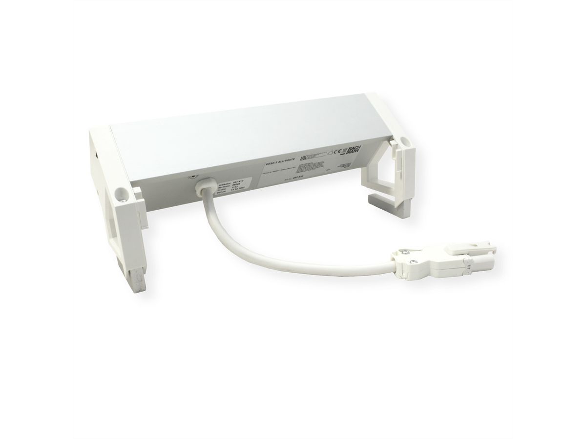 BACHMANN DESK2 ALU WHITE 2xUTE 1xUSB A/C 22W 1xinterrupteur 0,2m