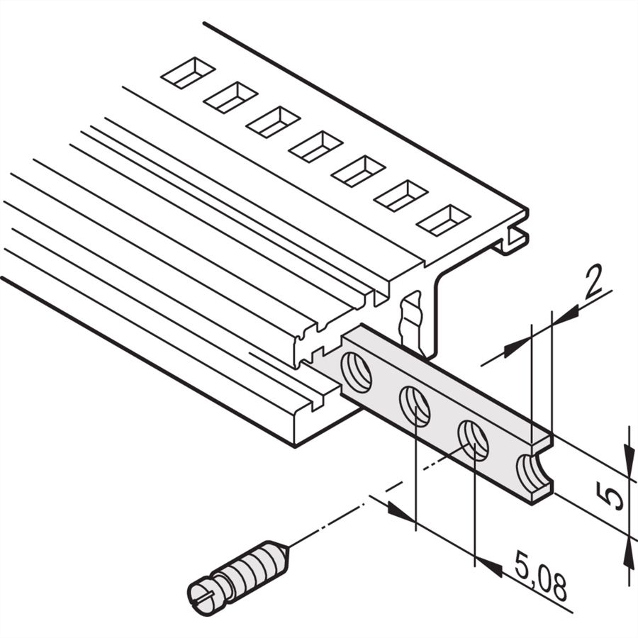 Rails horizontaux SCHROFF, insert fileté, M2.5, 84 HP