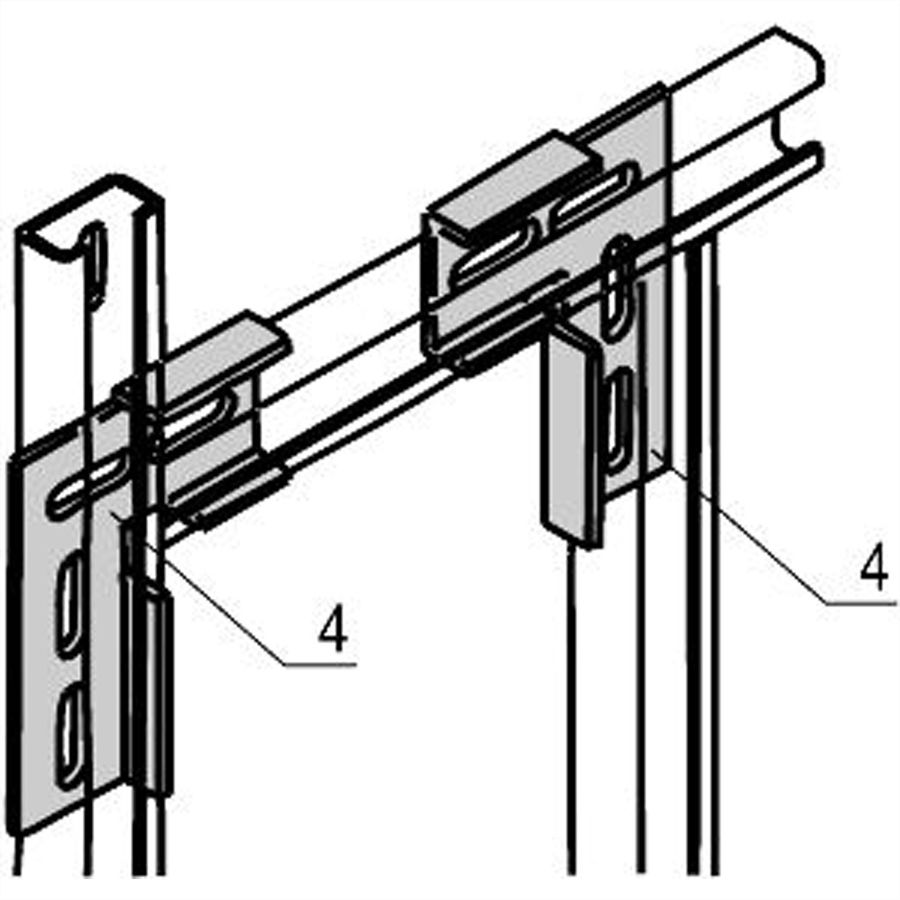 SCHROFF Eurorack C-Rail L-Bracket pour le raccordement en angle de deux rails centraux