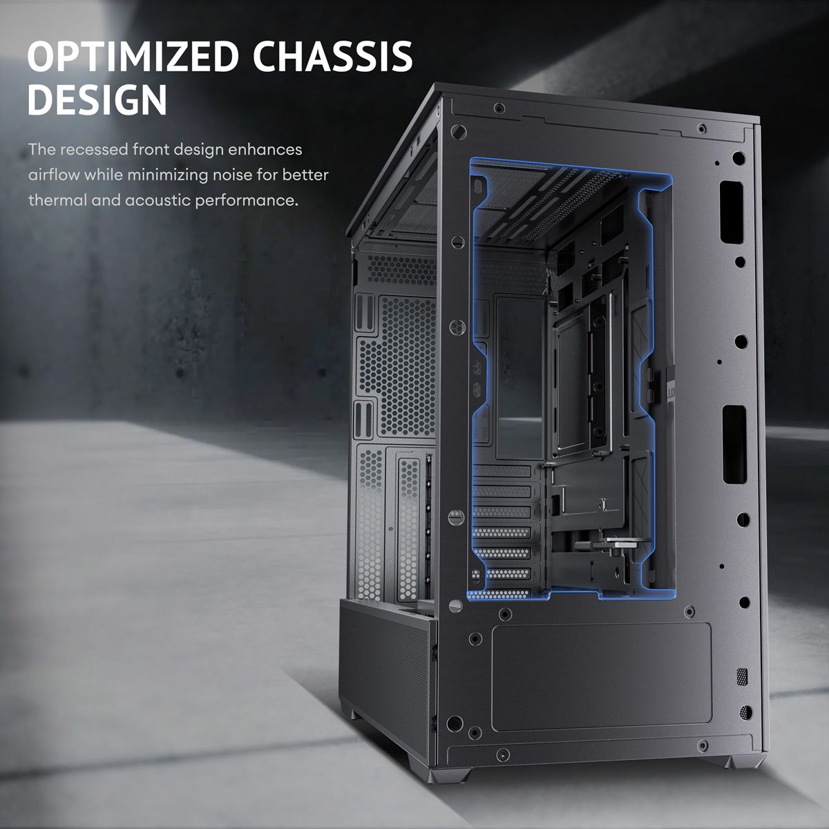 ANTEC FLUX Rear ATX/Micro-ATX/ITX Boîtier PC Midi Tower, noir