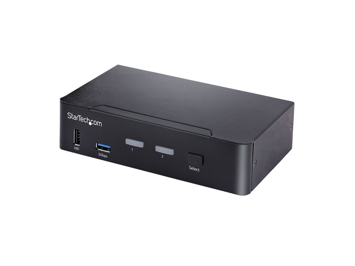 StarTech.com Switch KVM USB C - KVM DisplayPort à 2 ports Vidéo HDR UHD 4K 60Hz - Audio 3.5, Hub 5Gbps 4x USB HID et 2x USB 1 3.2 Gen 1 - Commutateur KVM USB Type-C - Compatible Thunderbolt 3/4