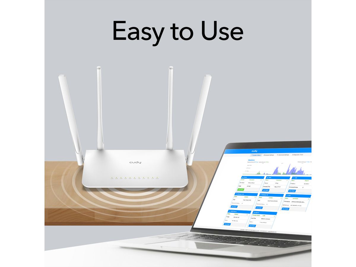 CUDY WR1300 AC1200 Routeur WiFi Mesh, Gigabit