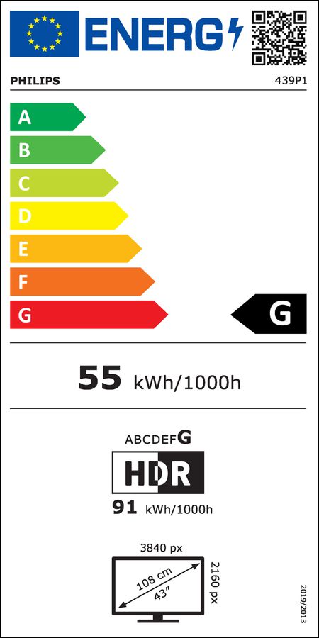 Philips P Line 439P1/00 écran plat de PC 108 cm (42.5") 3840 x 2160 pixels 4K Ultra HD LCD Noir