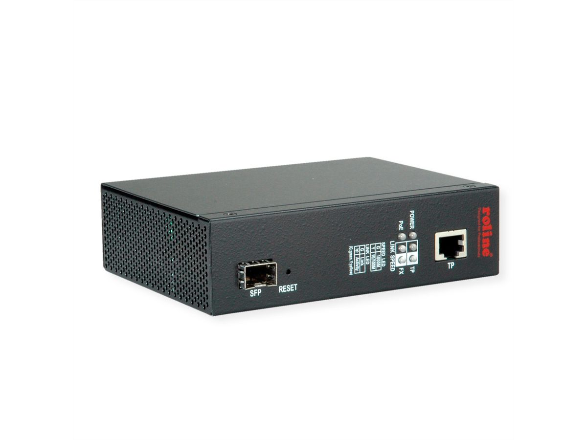 ROLINE Convertisseur industriel Gigabit Dual Speed 100/1000 Fibre, avec fonction PoE