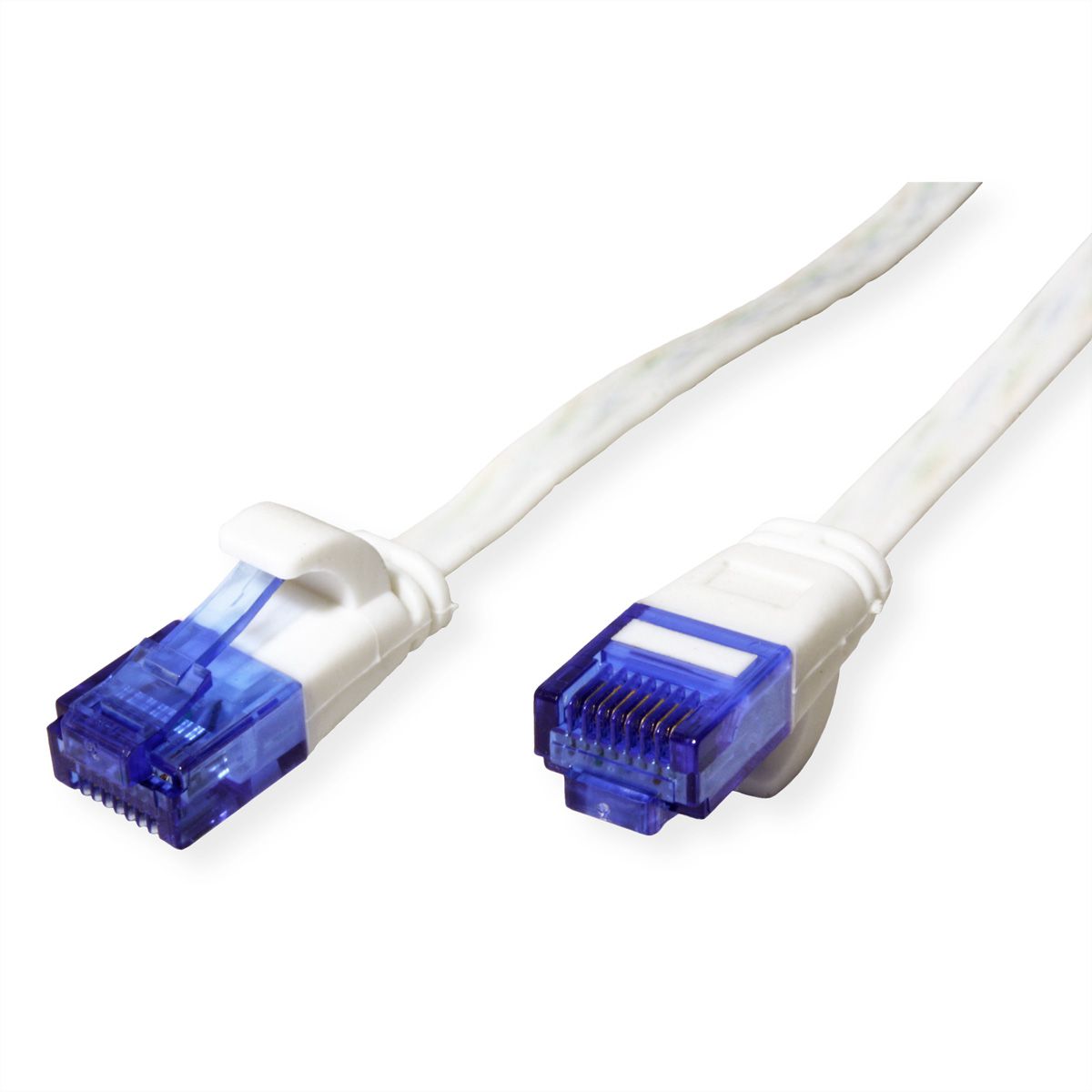 Cordon VALUE Cat.6A (Classe EA) UTP confectionné, plat, blanc, 0,5 m