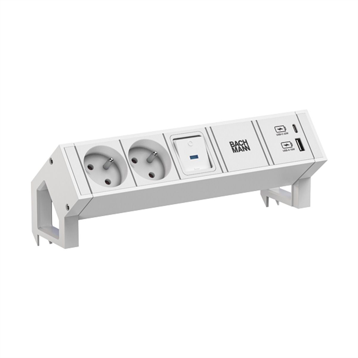 BACHMANN DESK2 white 2xUTE 1xinterrupteur 1xUSB A/C 22W 0,2m GST18