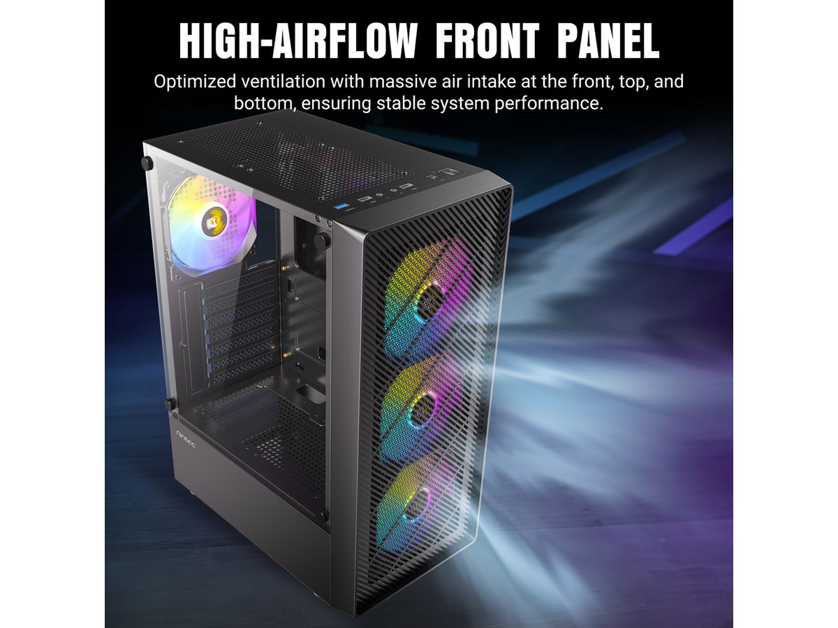 ANTEC AX26 RGB Elite Boîtier PC Midi Tower Gaming ATX, noir