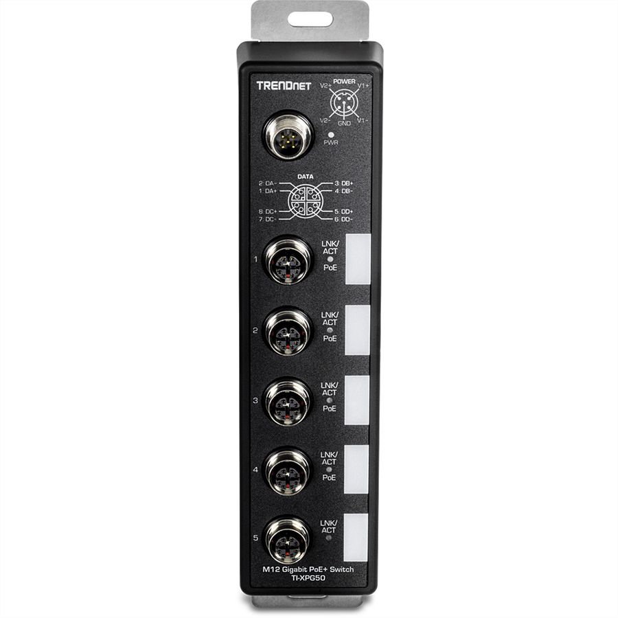 TRENDnet TI-XPG50 Switch ferroviaire industriel, EN50155 M12 Gigabit PoE+ à 5 ports