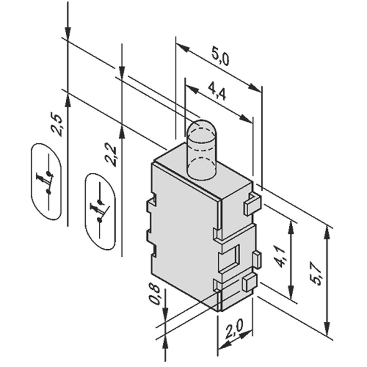 Microrupteur SCHROFF pour porteuse mécanique AMC, normalement ouvert