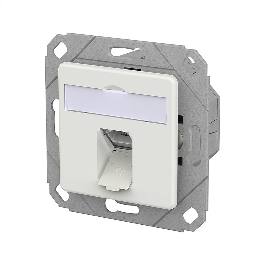 METZ CONNECT E-DAT C6A LSA++ Prise, 1 port, goulotte encastrée (UPk), blanc signalisation brillant