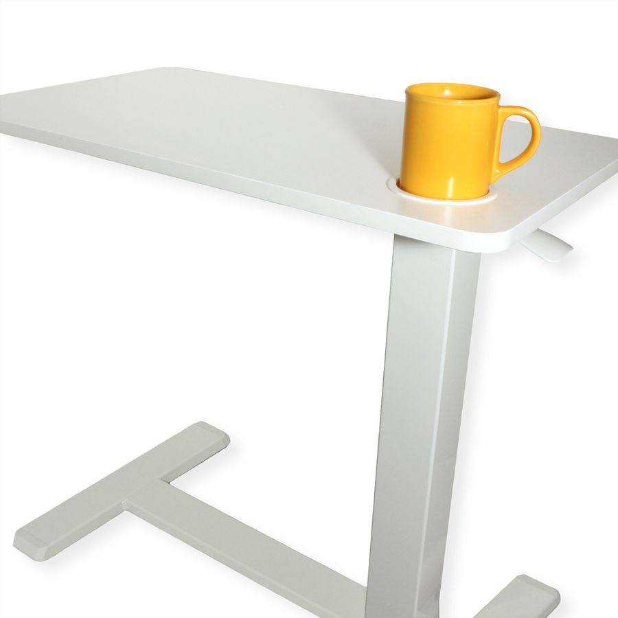ROLINE Table d'appoint à vérin à gaz, réglable en hauteur, blanc