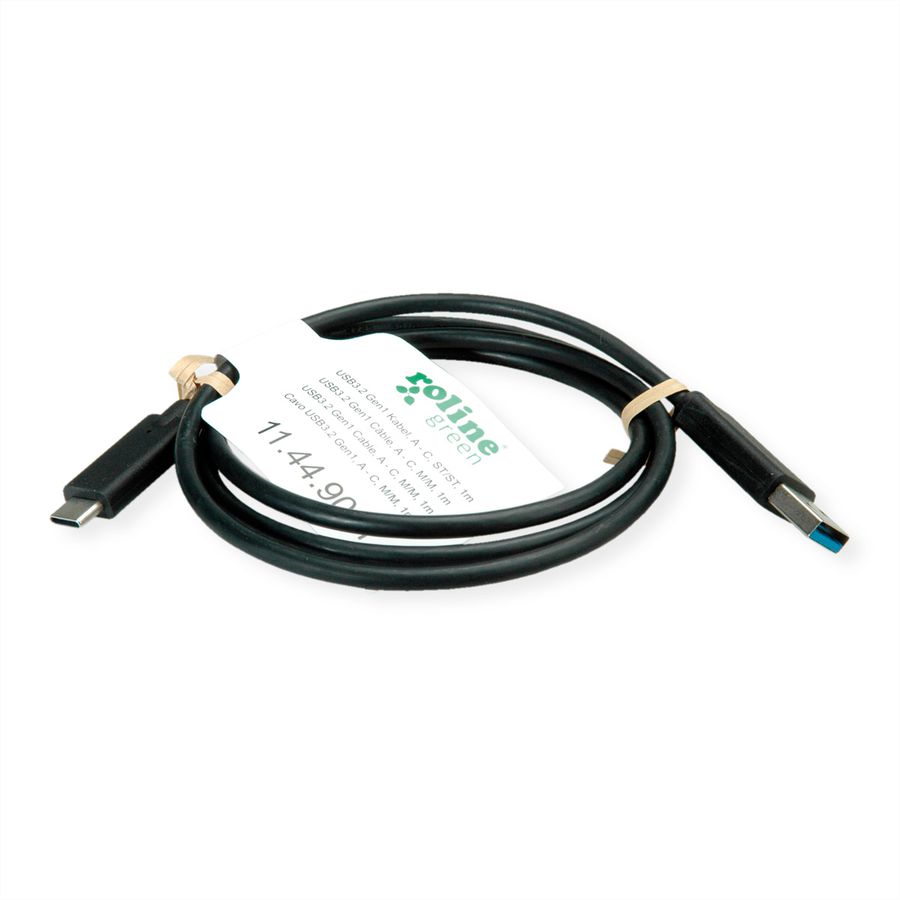 ROLINE GREEN Câble USB 3.2 Gen 1, A-C, M/M, noir, 1 m