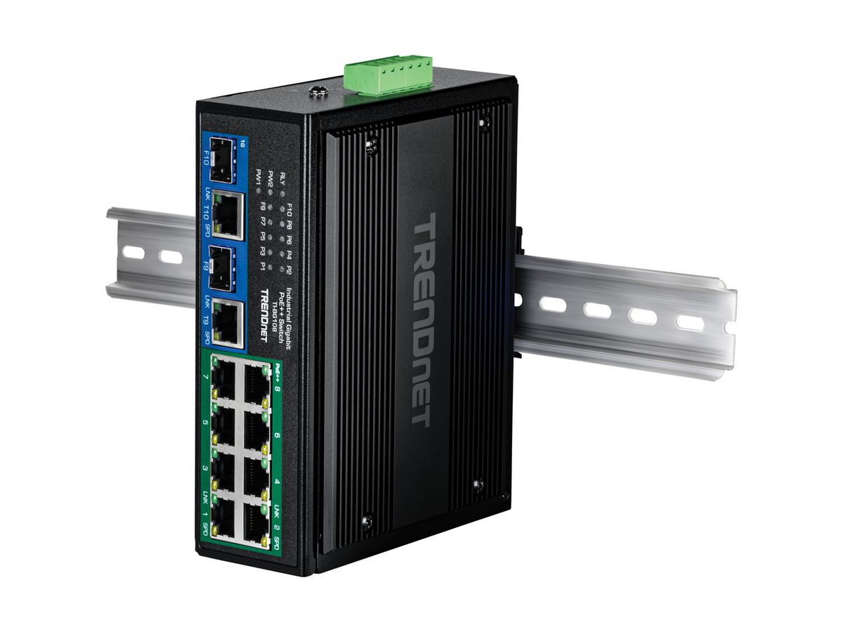 TRENDnet TI-BG108 Switch Rail DIN PoE++ 400W Gigabit industriel à 10 ports