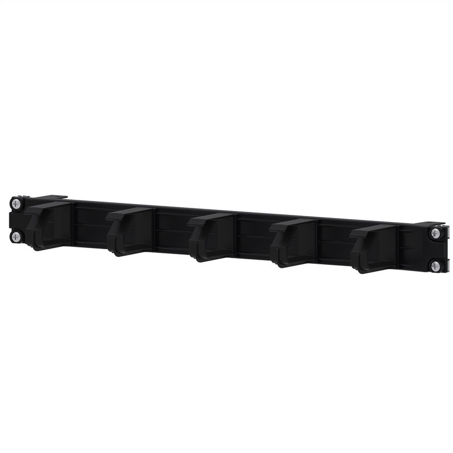 Passe-câbles 19" en plastique, 1 UH avec 5 arceaux en plastique noir