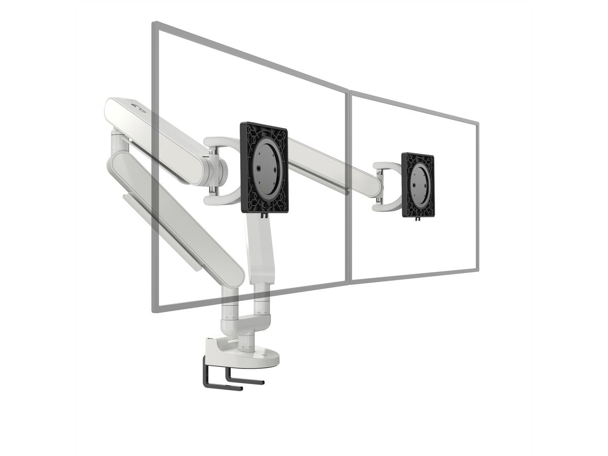 BACHMANN ZG2 bras double pour écran DS blanc, montage sur bureau, 17-34 pouces, jusqu'à 11 kg