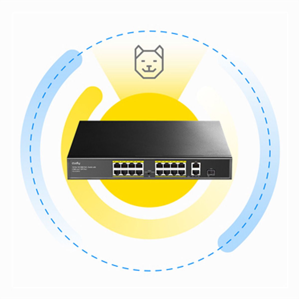 CUDY FS1018PS1 Switch 16 ports 10/100M PoE+, 2 ports Gigabit Uplink 1 SFP  200W