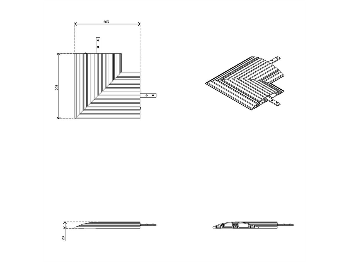 DATAFLEX Addit protège-câbles, connexion d'angle 482, argent