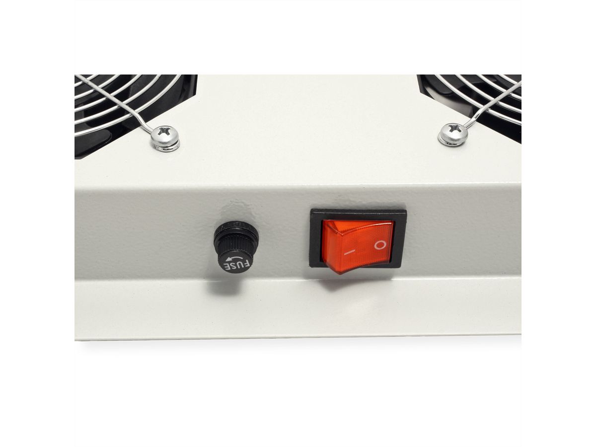 ROLINE 19" Unité de ventilation de toit, 6 ventilateurs, Thermostat pour baie serveur, grise