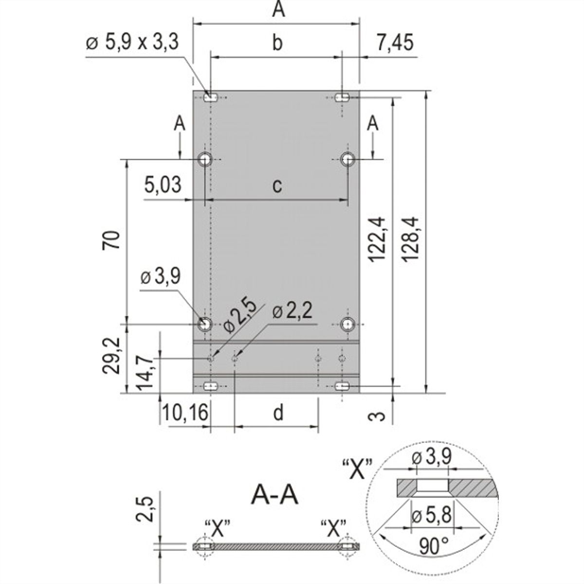 SCHROFF Cadre type Unité enfichable Panneau frontal, non blindé, 3 U, 10 HP, 2,5 mm, alu, anodisé avant, conducteur arrière