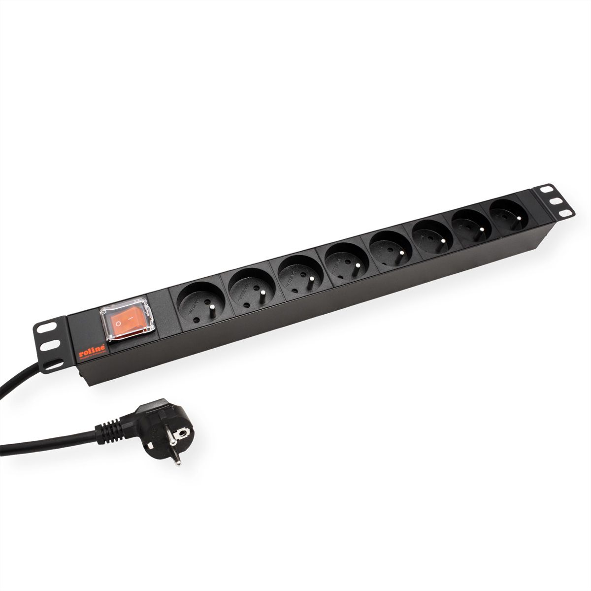 ROLINE Prise multiple 19", 8 ports, avec interrupteur, noir, 1,8 m