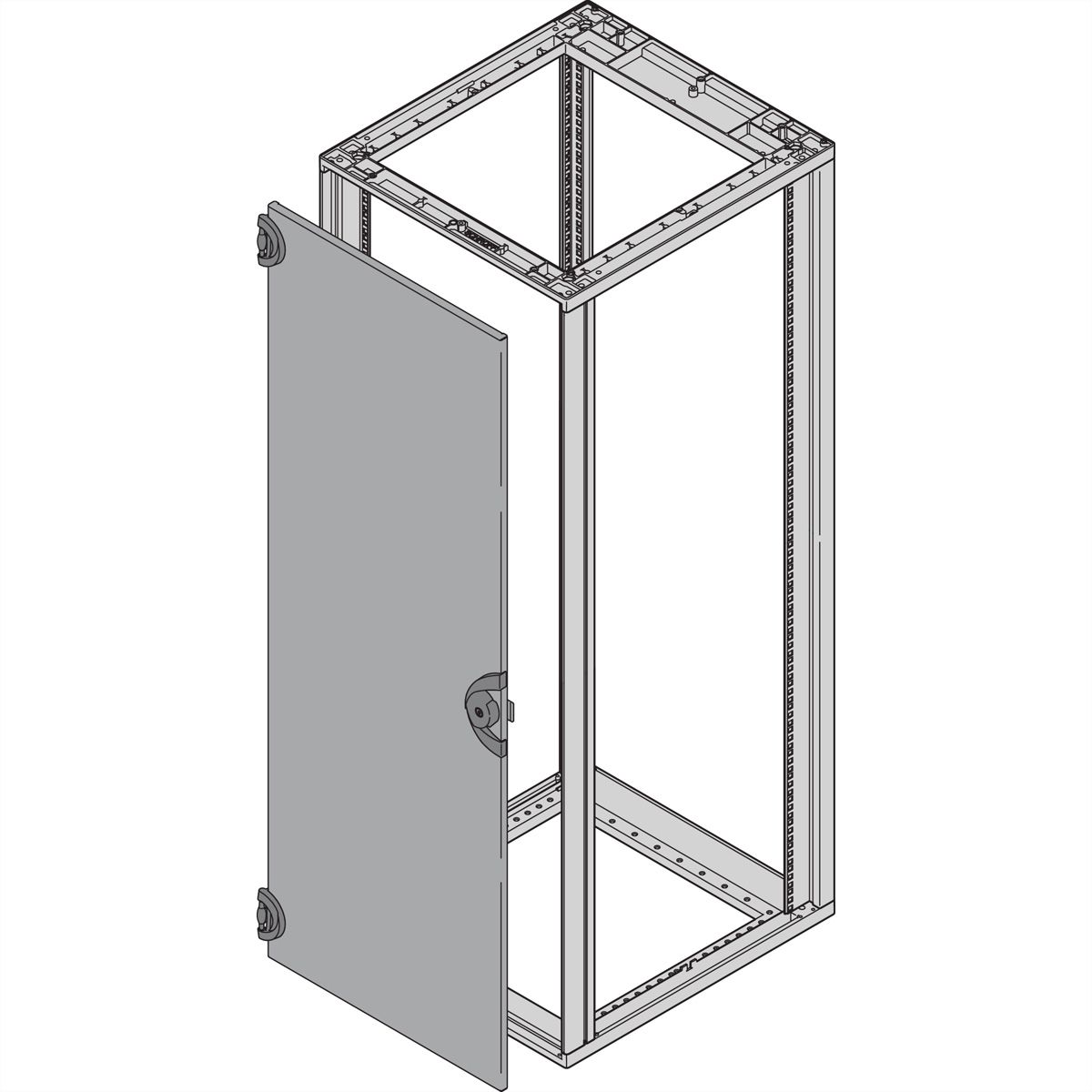 Porte en acier Novastar SCHROFF, angle d'ouverture 180°, RAL 7021, 12 U 553W