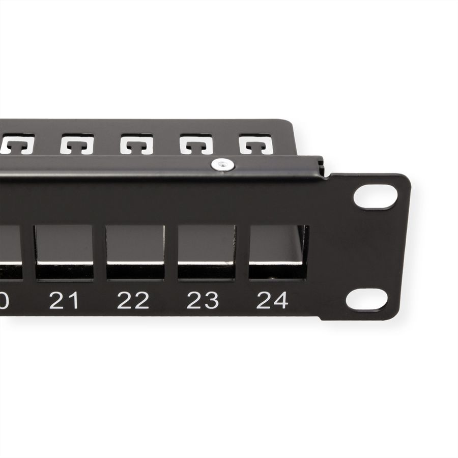 VALUE Panneau de brassage 19" pour keystones, 24 ports, 1U, blindé, noir