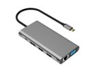 VALUE Station d'accueil USB type C, 2x HDMI (4K60 et 4K30), 1x DP 4K60, 1x VGA, 1x Gb Ethernet, 2x USB C, 2x USB A (3.2 Gen1 et USB 2.0, 1x type C PD
