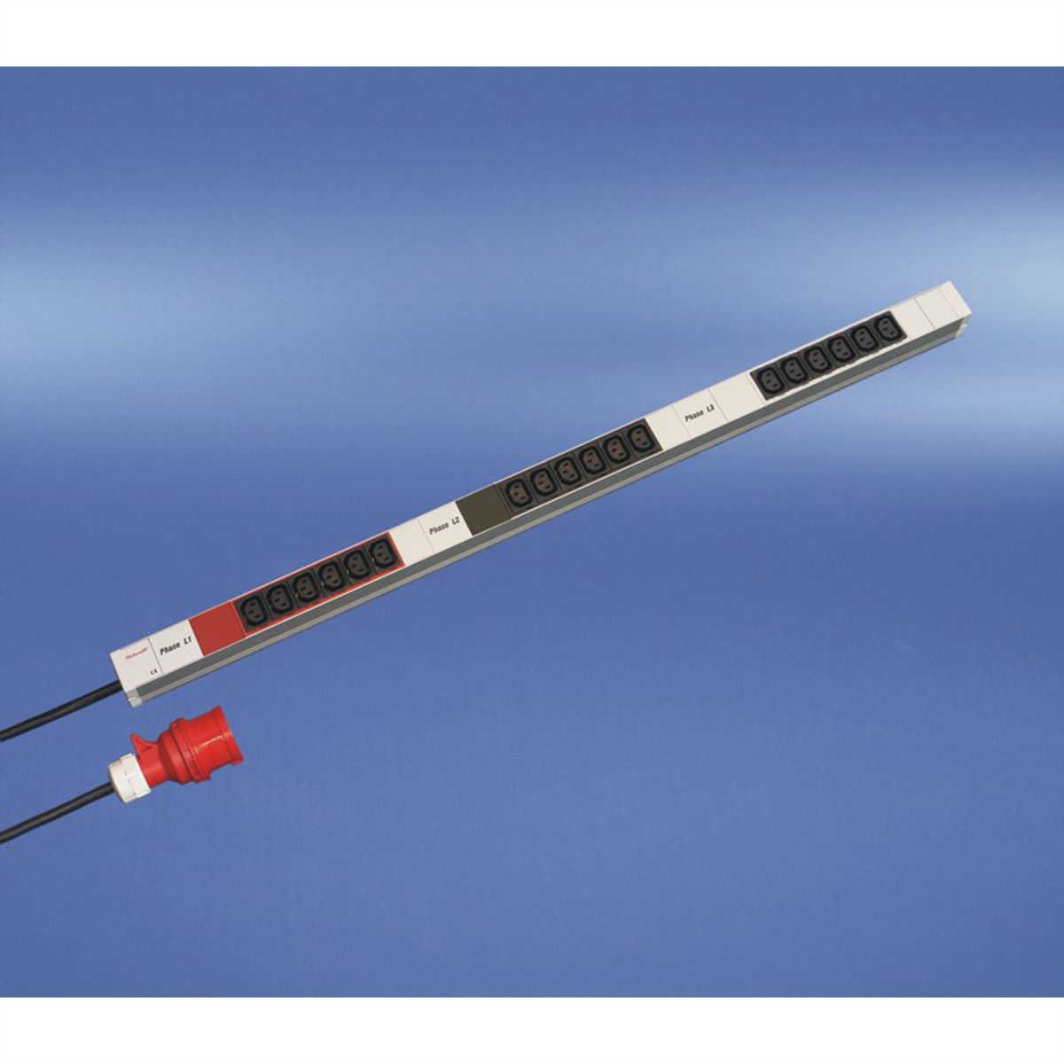 Bâti de prises SCHROFF, IEC, triphasé, 16 A, fiche IEC 60309, 18 x IEC C13
