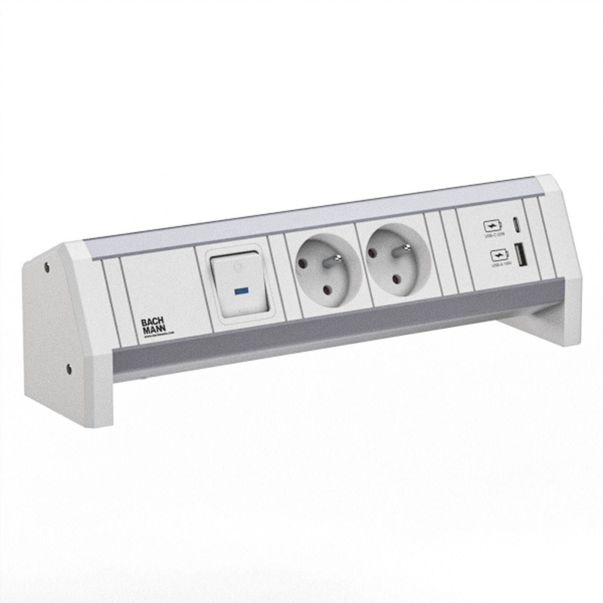 BACHMANN DESK 2xUTE 1xUSB A/C 22W 1xcommutateur GST18 RAL9010
