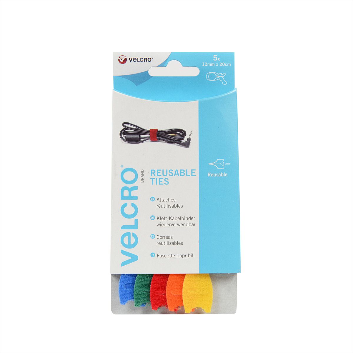 VELCRO® ONE-WRAP Rouleau 12x200mm x 5, multi, réutilisable