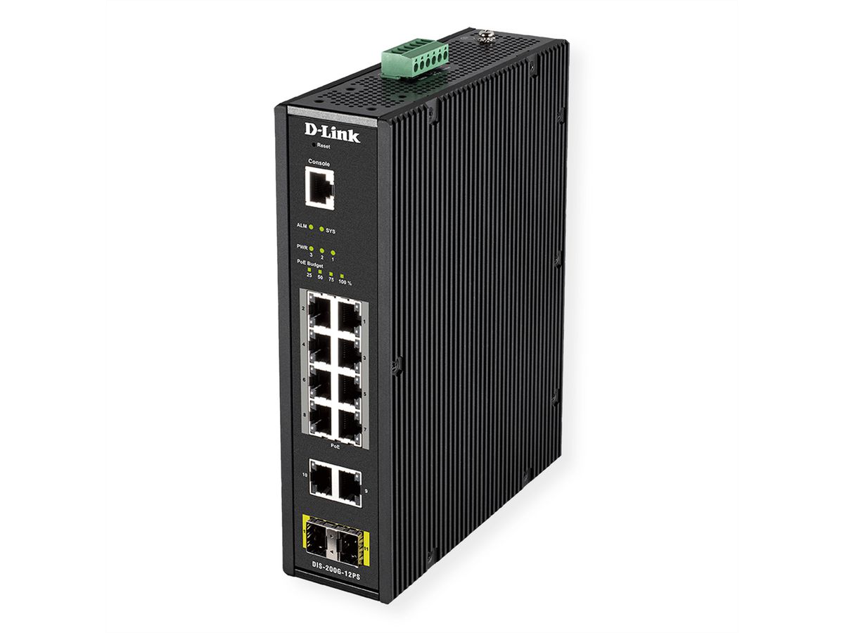 D-Link DIS-200G-12PS Switch réseau Géré L2 Gigabit Ethernet (10/100/1000), supportant l'alimentation via ce port (PoE)