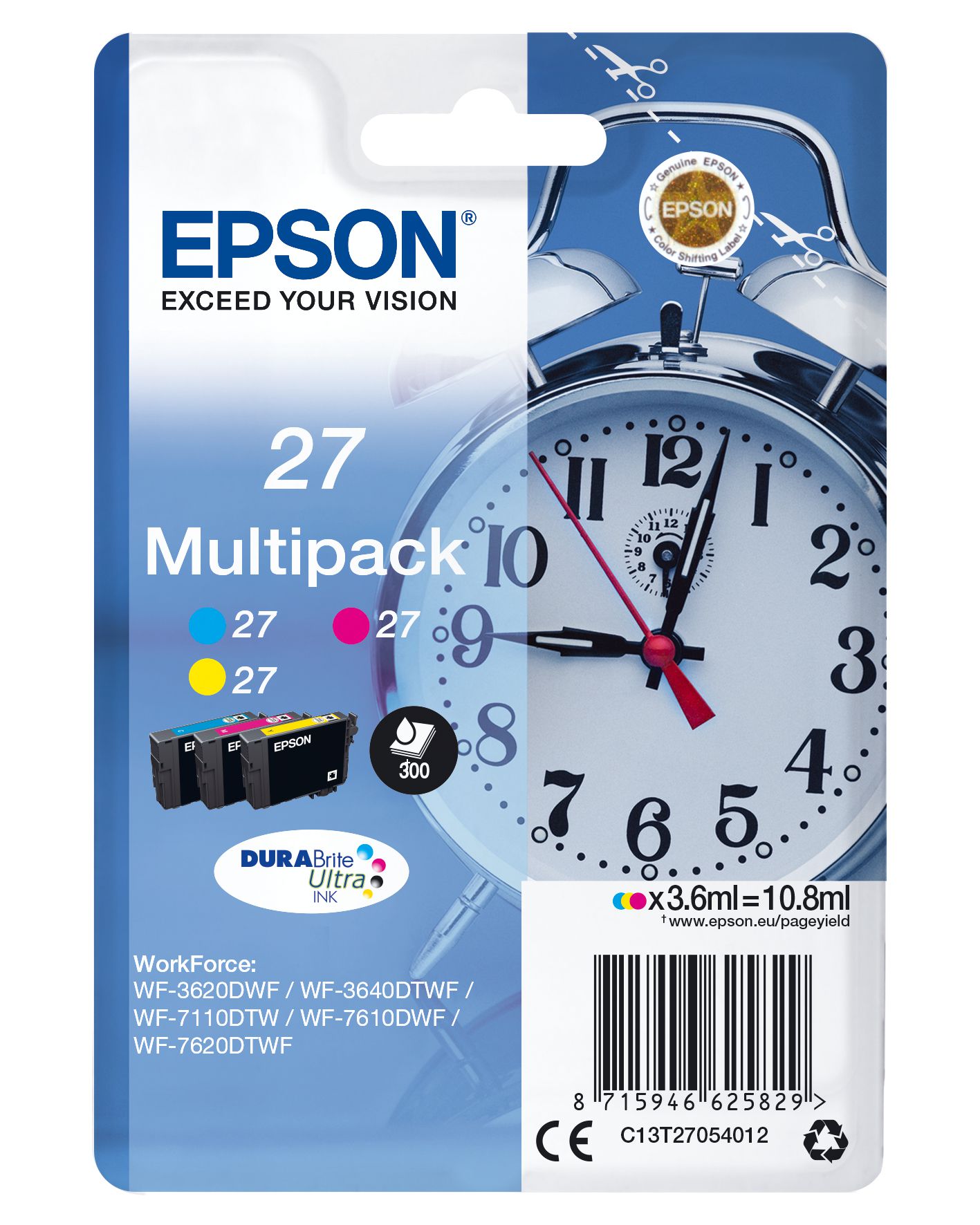 Epson Alarm clock Multipack "Réveil" 27 - Encre DURABrite Ultra C,M,J