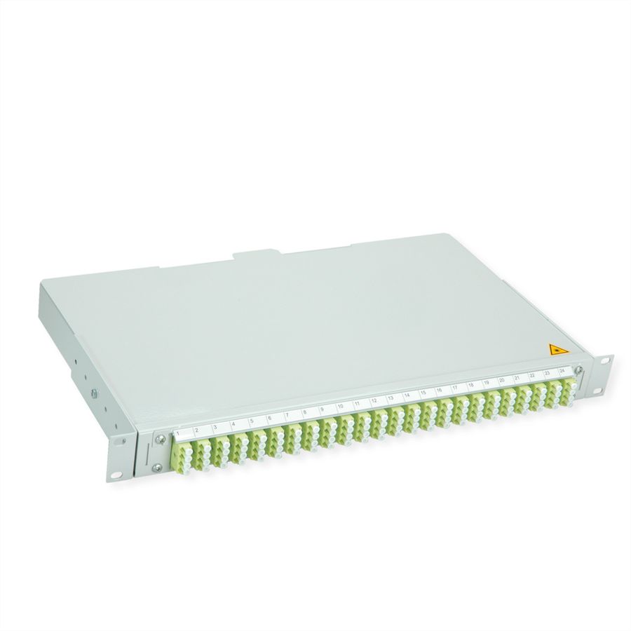 TELEGÄRTNER BASIS V Panneau fibre optique avec coupleurs & Pigtails , 24x LC Quad, vert sapin, OM5
