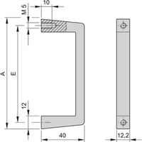 Poignée avant SCHROFF en une pièce, largeur 12,2 mm, anodisé clair, 194 mm