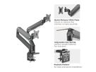 ROLINE Support double LCD à gaz, 5 axes de rotation, , max. 15 kg, jusqu'à 35 pouces