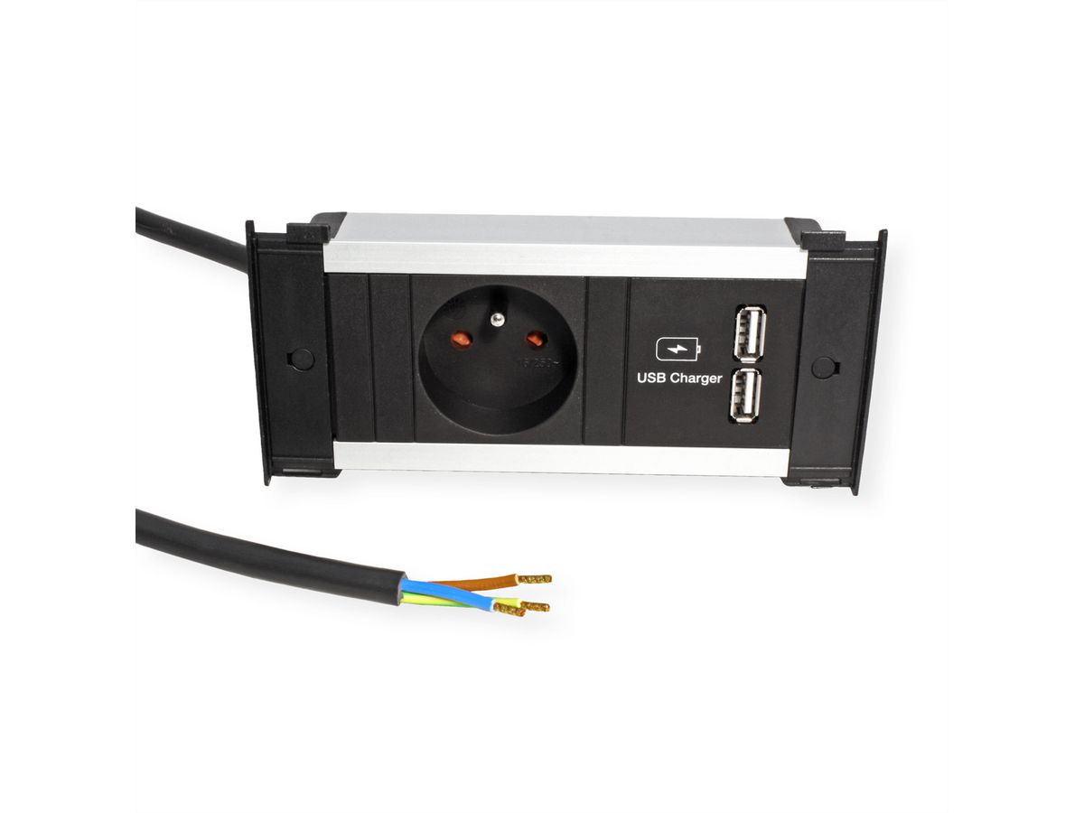 BACHMANN KAPSA XS 1xUTE 1xUSB courant 2,0m AEH CEE7/7