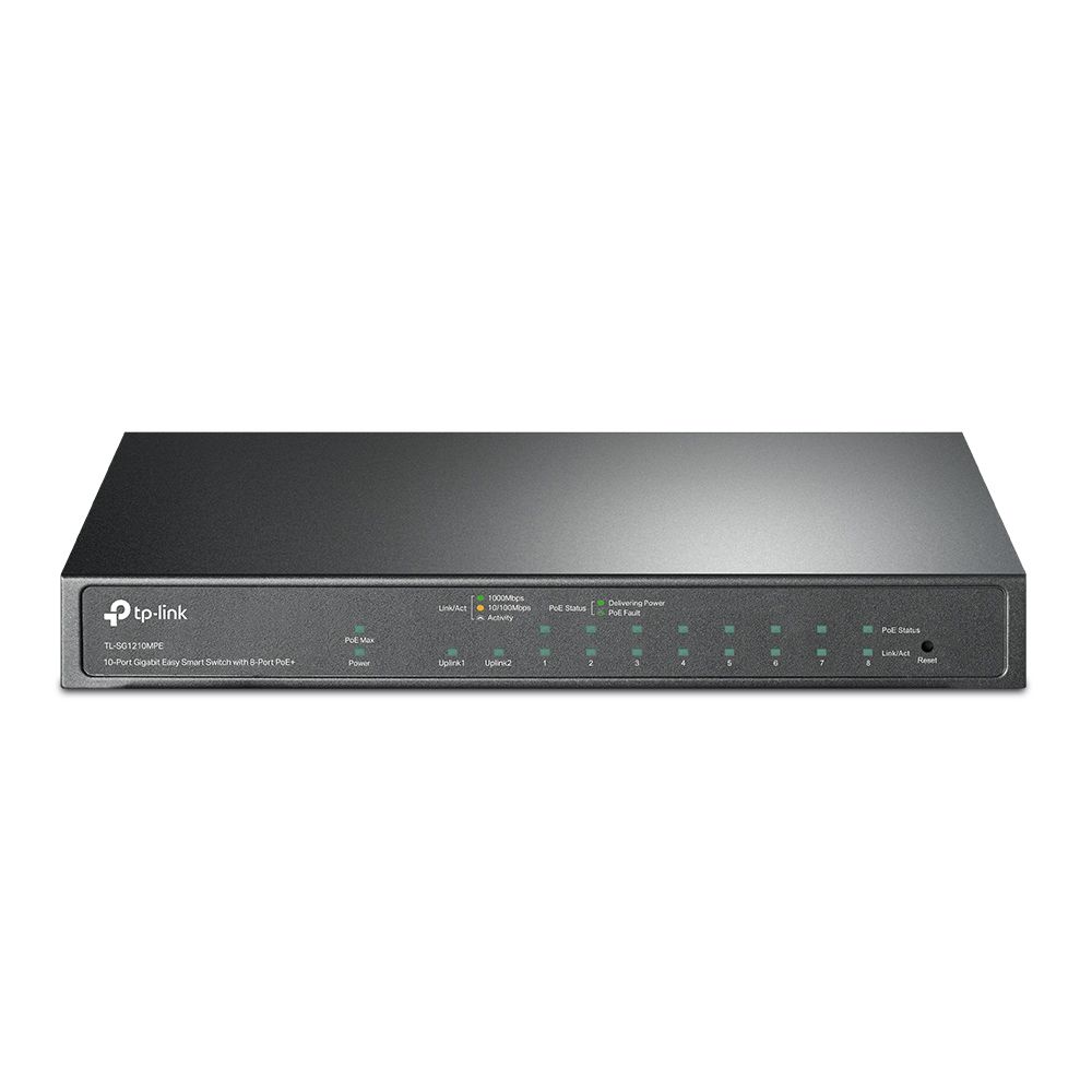 TP-Link TL-SG1210MPE commutateur réseau Géré L2 Gigabit Ethernet (10/100/1000) Connexion Ethernet, supportant l'alimentation via ce port (PoE) Noir