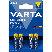 VARTA Piles Micro AM-4, AAA, LR03, pack de 4, 1,5V, en Blister