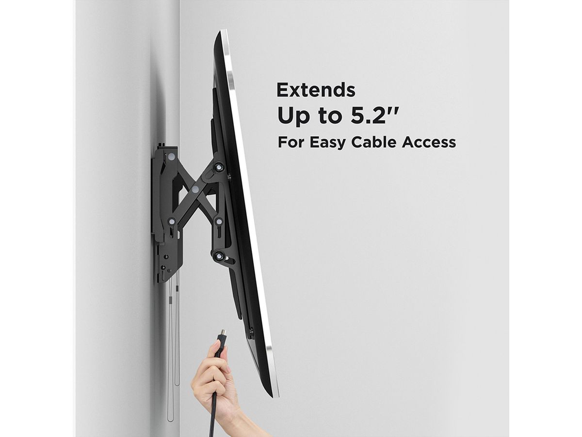VALUE Support mural TV, distance murale de 47 mm, inclinable, <203,2cm/80", <75kg
