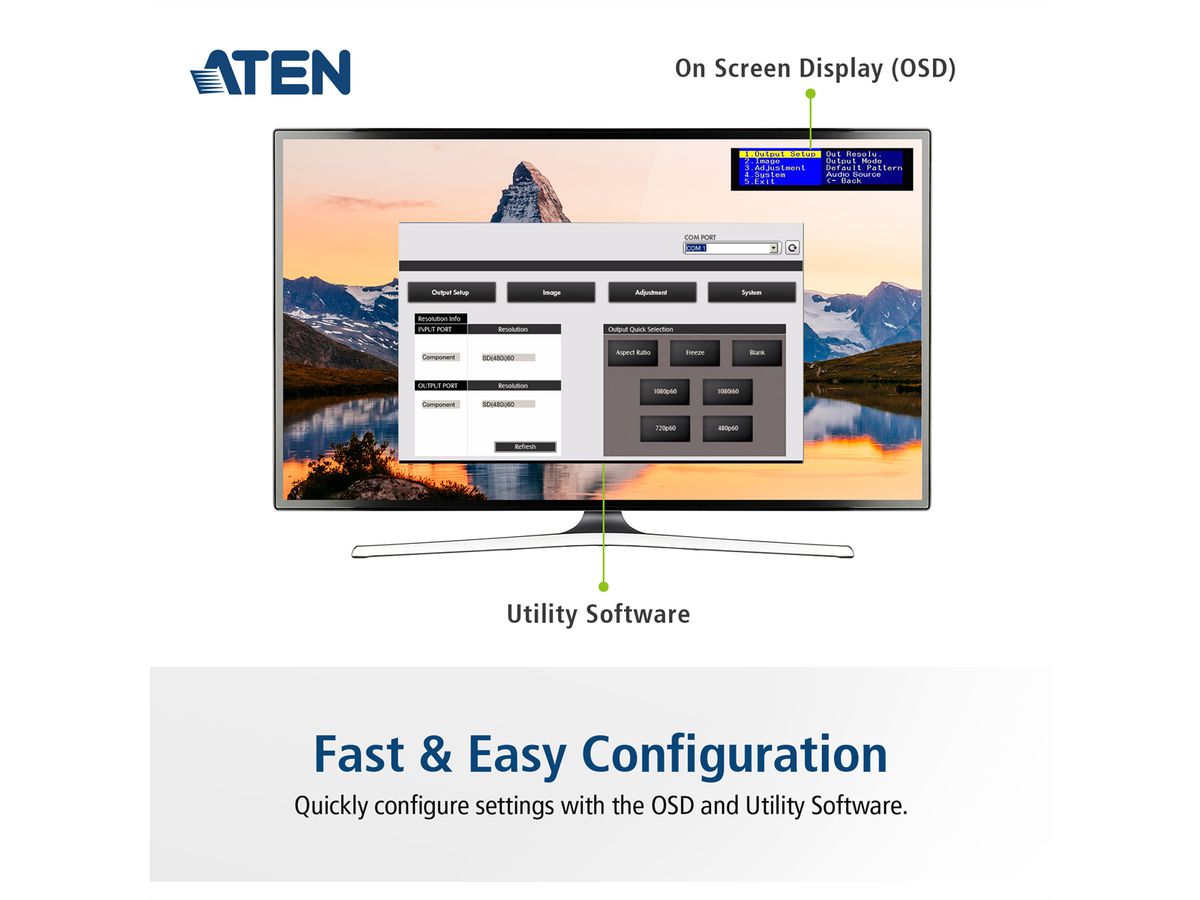 ATEN VC182 Convertisseur VGA-HDMI avec convertisseur de format d'image