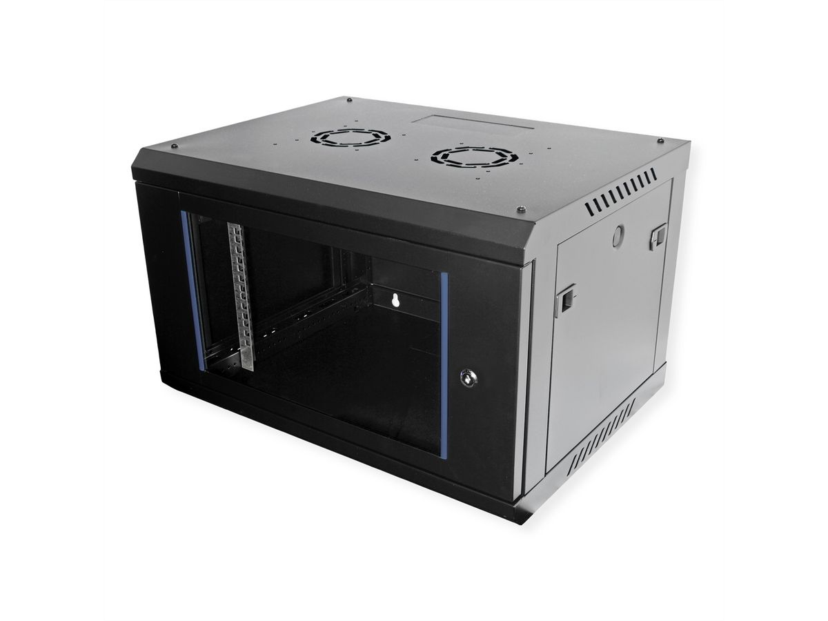 VALUE Boîtier mural 19 pouces 6U, 600 x 450 mm, noir, kit à assembler