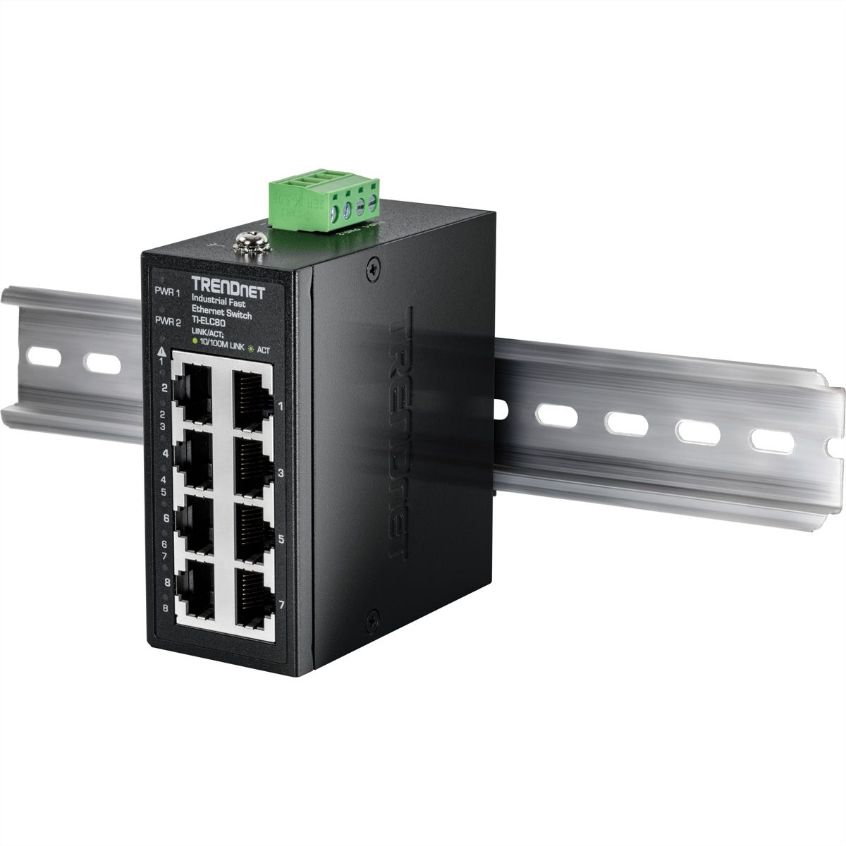 TRENDnet TI-ELC80 Mini switch industriel rail DIN, Fast Ethernet à 8 ports