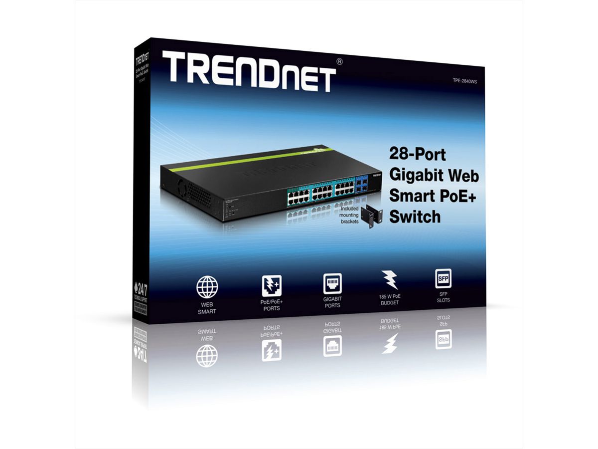 TRENDnet TPE-2840WS Switch PoE+ web smart Gigabit à 28 ports