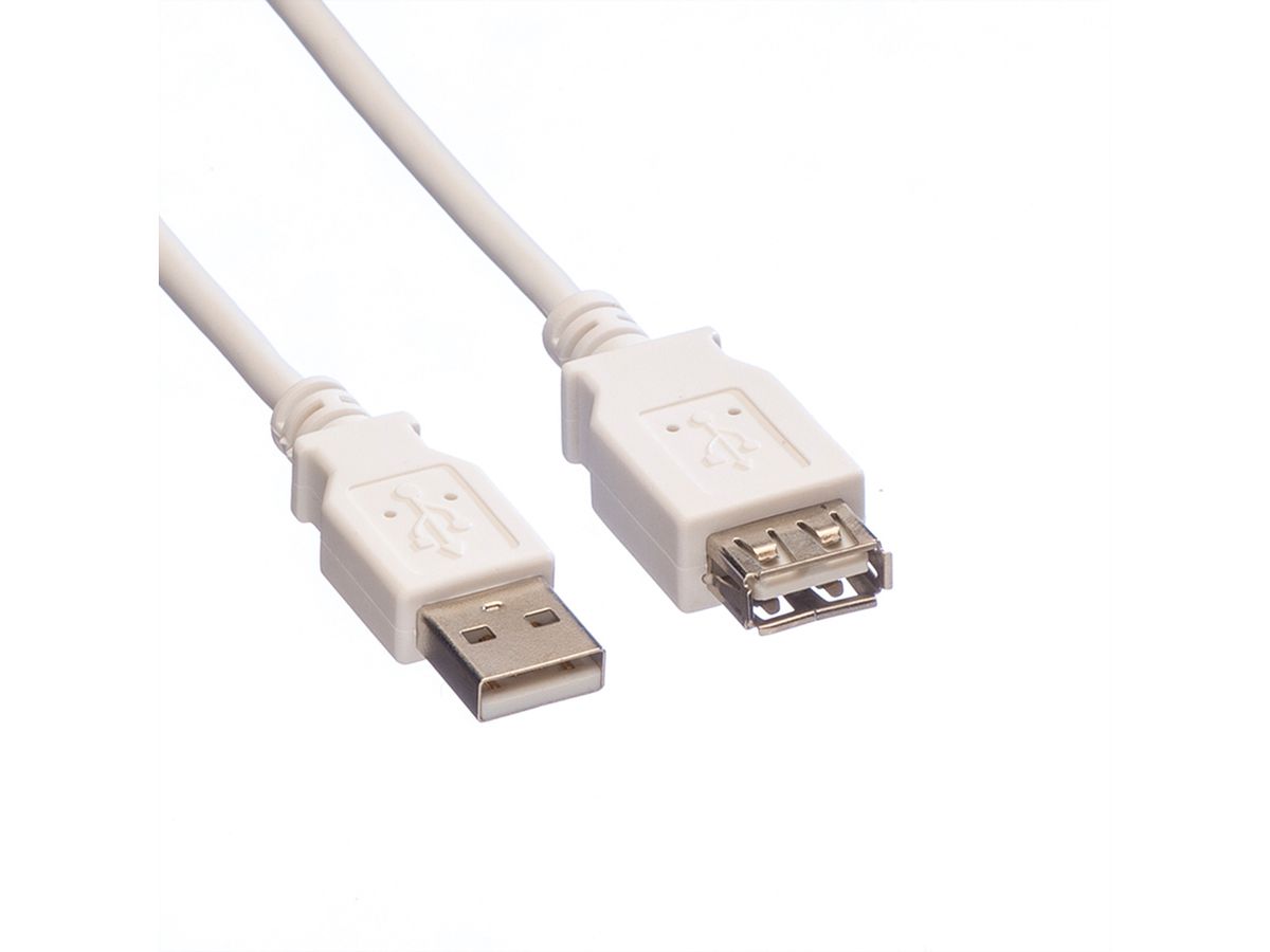 VALUE Câble USB 2.0 Type A-A, M/F, blanc, 0,8 m