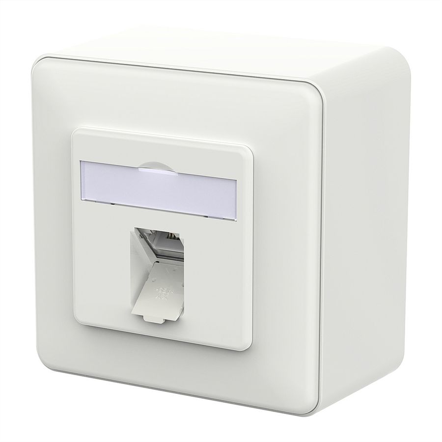 METZ CONNECT E-DAT C6A IDC Prise, 1 port, apparent (AP), blanc signalisation brillant