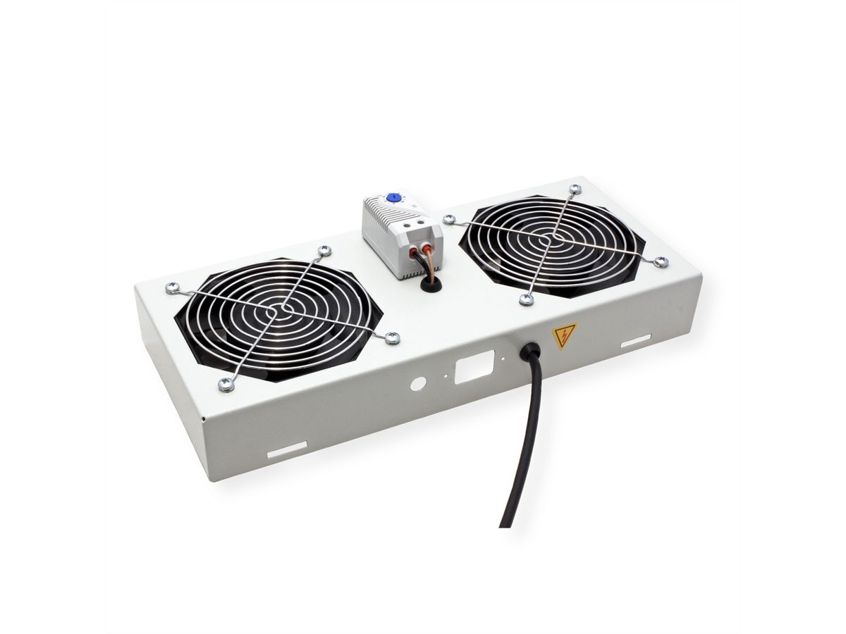 ROLINE Unité de ventilation - 2 ventilateurs, thermostat , pour Boîtier mural 19", gris