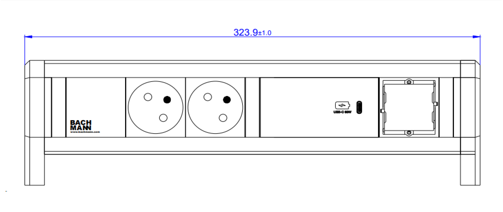 BACHMANN DESK 2xUTE 1xUSB C 60W 1xCM GST18