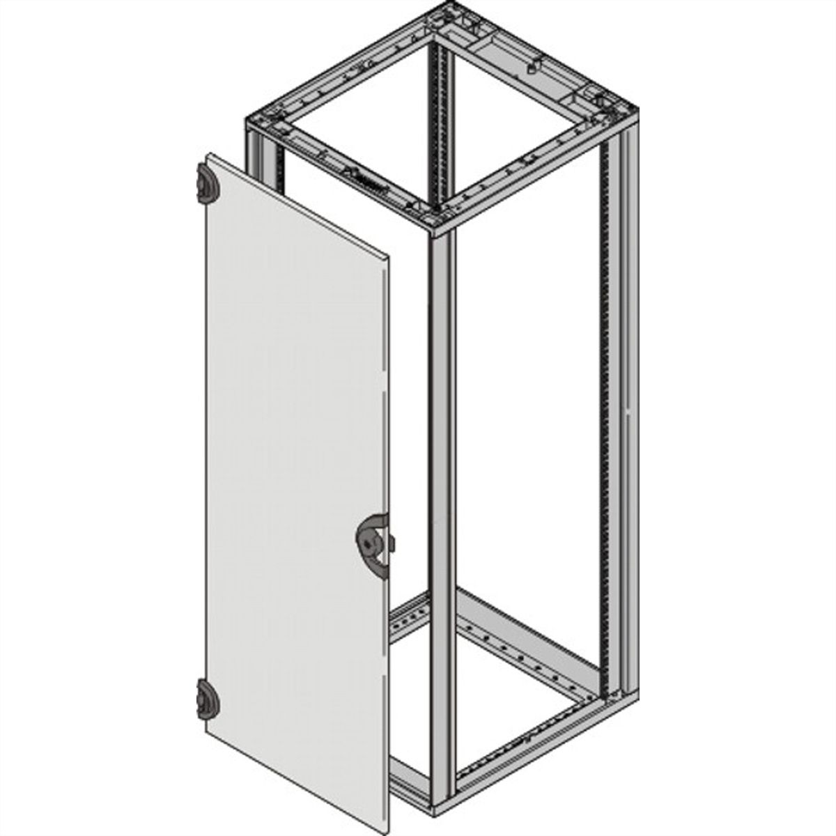 Porte en acier Novastar SCHROFF, Angle d'ouverture à 180°, RAL 7035, 47 U 553W