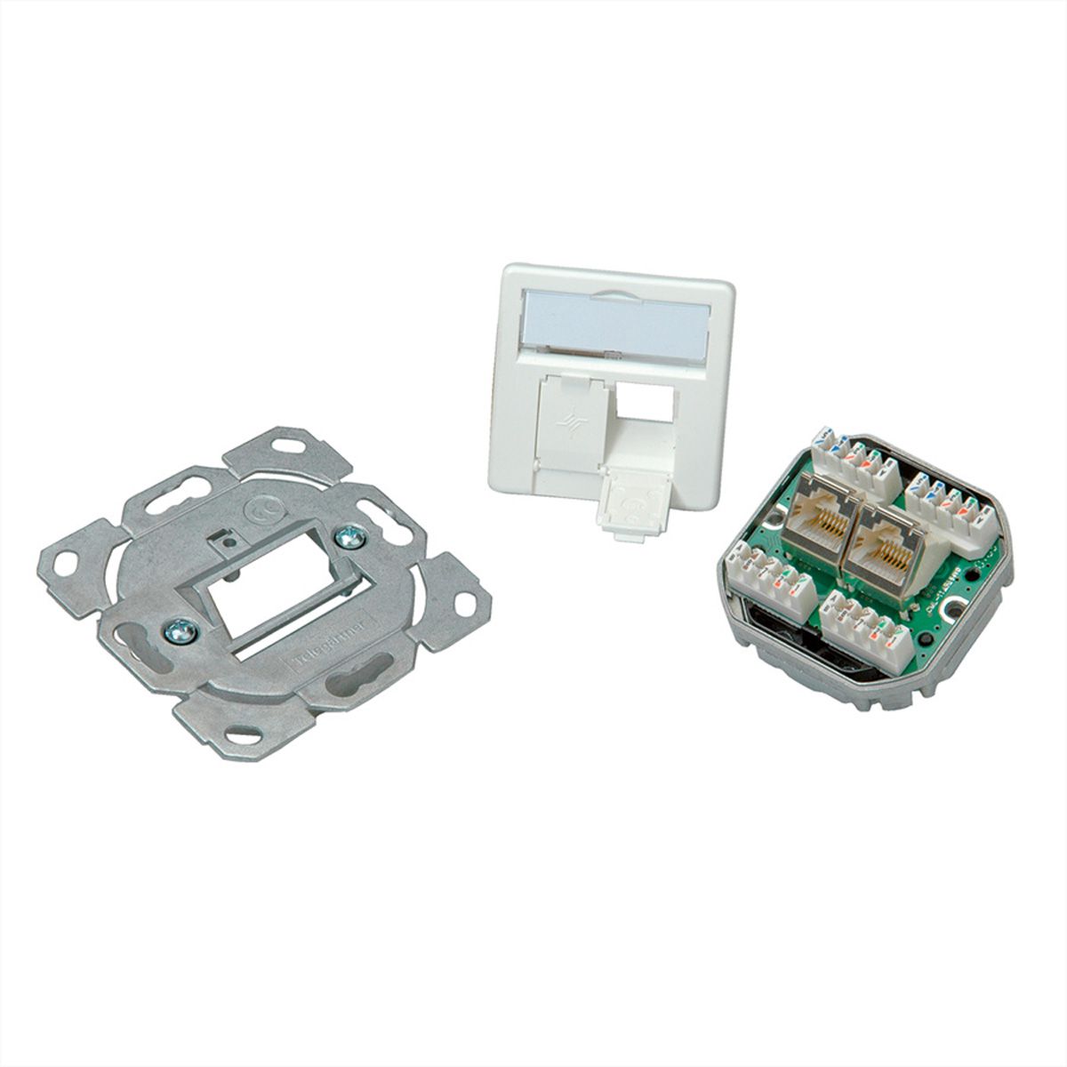 TELEGÄRTNER Embase AMJ45 2x RJ45 Cat.6/Classe E blanc alpin, (A+B+C)