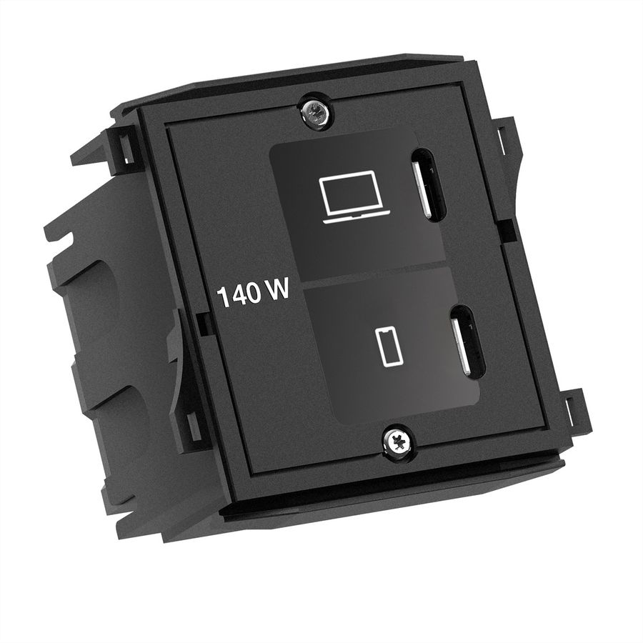 BACHMANN Module Custom USB Chargeur C/C/C, avec adaptateur secteur